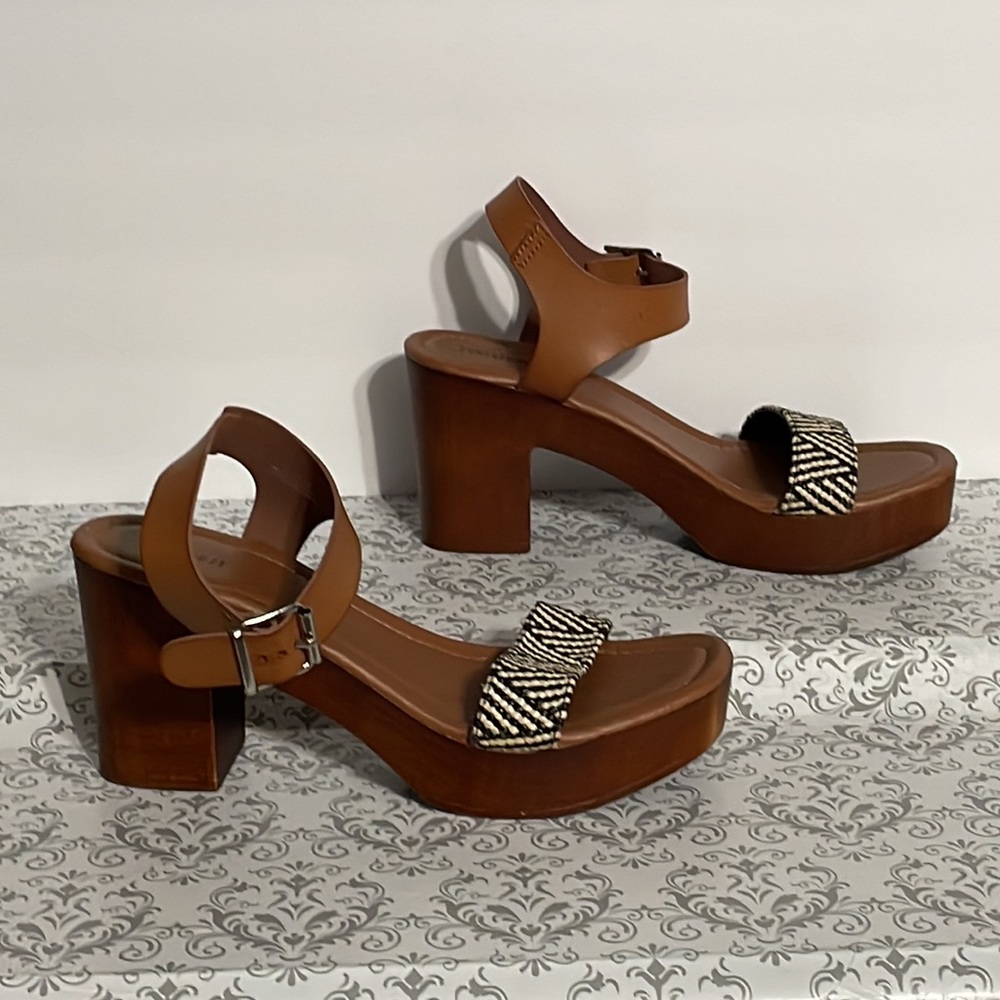 Forever 21, woven, block heel sandals.